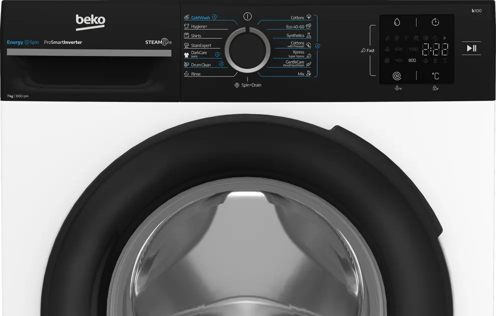 Beko BM3WFSU37013WPBB elöltöltős keskeny mosógép kép 2