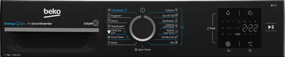 Beko BM3WFSU37413WPBB1 elöltöltős keskeny mosógép kép 6