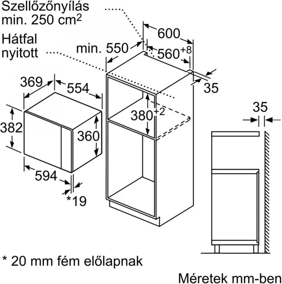 Bosch BFL554MB0 beépíthető mikrohullámú sütő kép 2