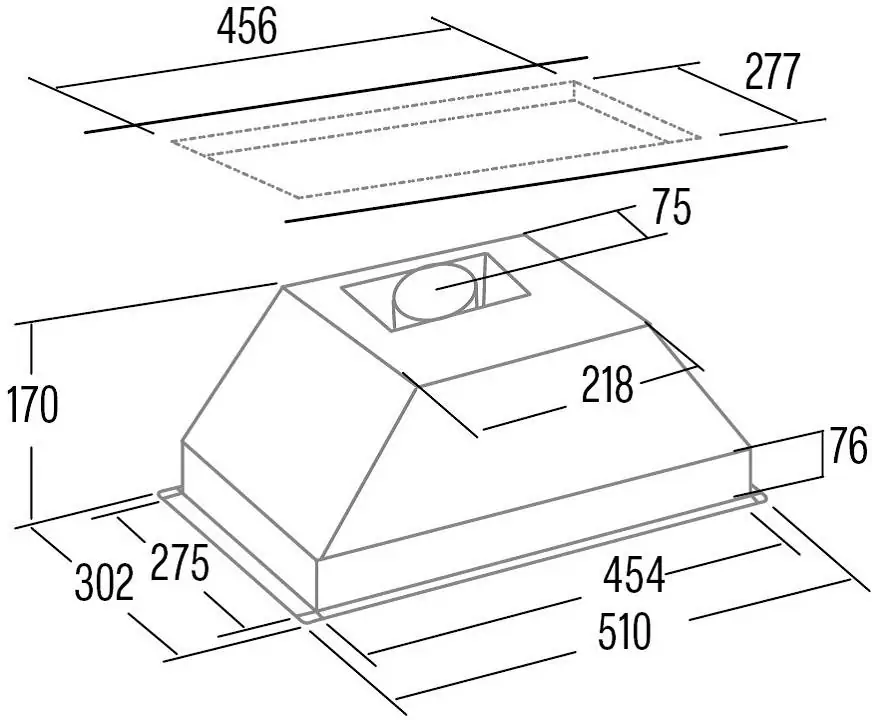 Cata GK-4500 BK fekete - ÚJ! kürtőbe építhető páraelszívó kép 2