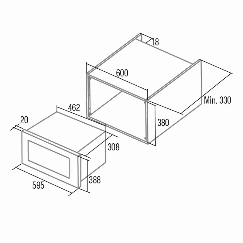 Cata MC-20D BK - ÚJ! beépíthető mikrohullámú sütő kép 2