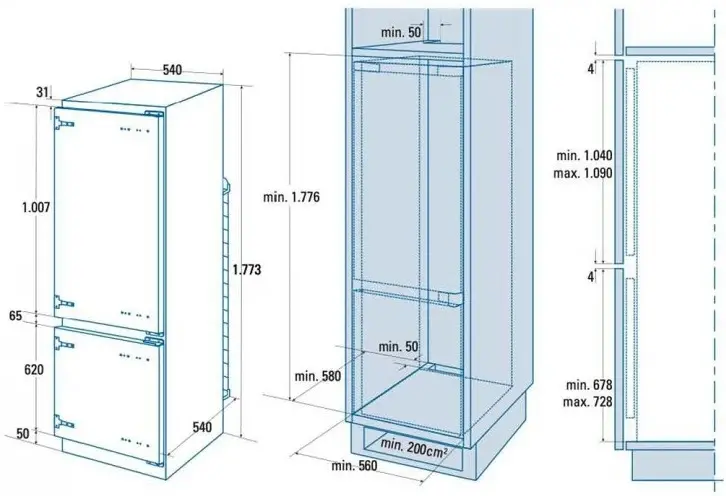 Cata CI-54177 NF/A beépíthető alulfagyasztós hűtőszekrény kép 2