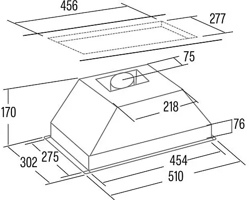 Cata GK-4500 WH fehér - ÚJ! kürtőbe építhető páraelszívó kép 2