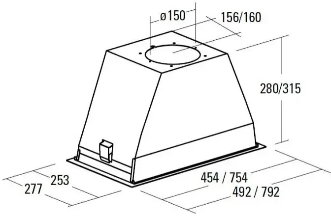 Cata GL-45 X/C LED inox kürtőbe építhető páraelszívó kép 2