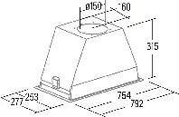 Cata GL-75 X/D LED inox - ÚJ! kürtőbe építhető páraelszívó kép 2