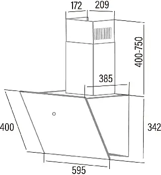 Cata LENA 600 XGBK kürtős páraelszívó kép 2