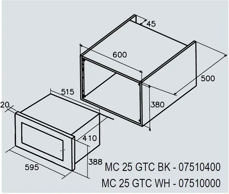 Cata MC-25 GTC BK Can Roca beépíthető mikrohullámú sütő kép 2
