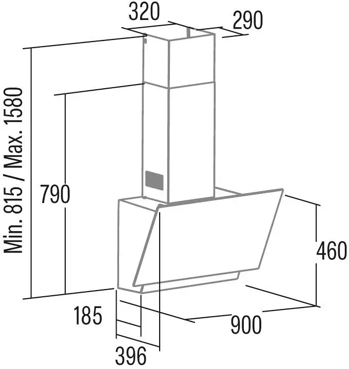 Cata THALASSA 600 GBK fekete - ÚJ! kürtős páraelszívó kép 2