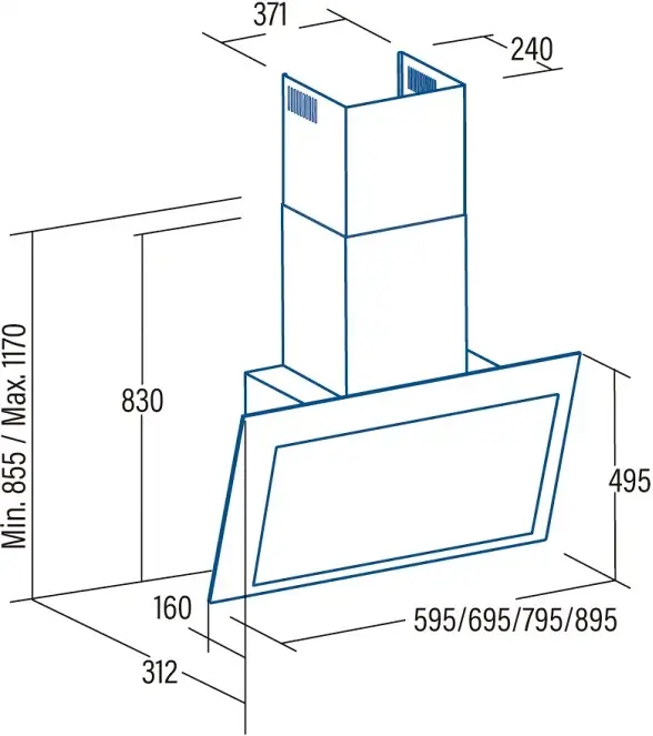 Cata THALASSA 900 XGBK/F fekete kürtős páraelszívó kép 2