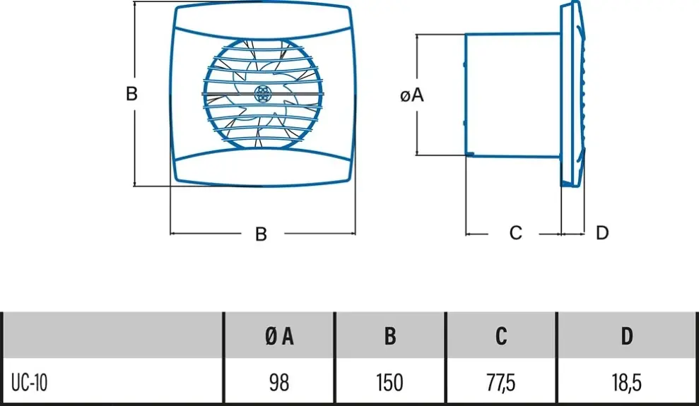 Cata UC-10 Timer Silver Fürdőszoba és mellékhelyiség szellőztető ventilátorok kép 2