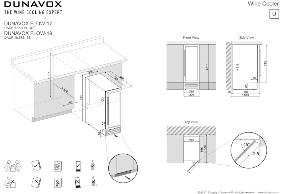 Dunavox DAUF-17.58DSS beépíthető borhűtő kép 5
