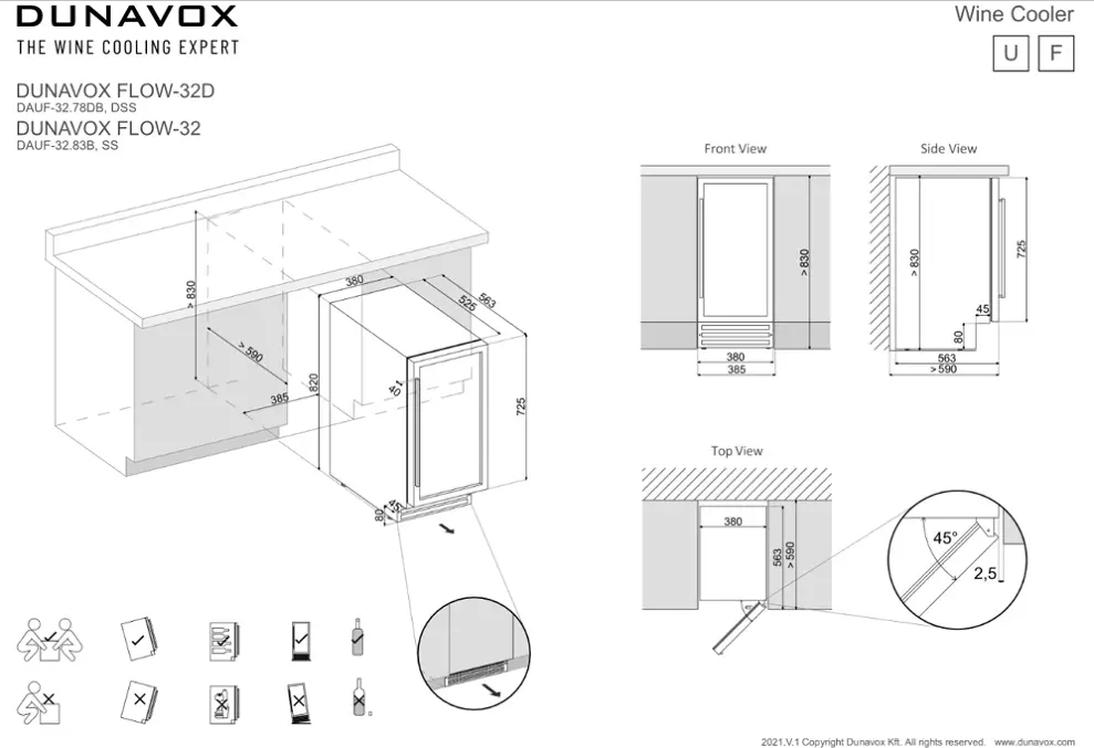 Dunavox DAUF-32.78DSS beépíthető borhűtő kép 4