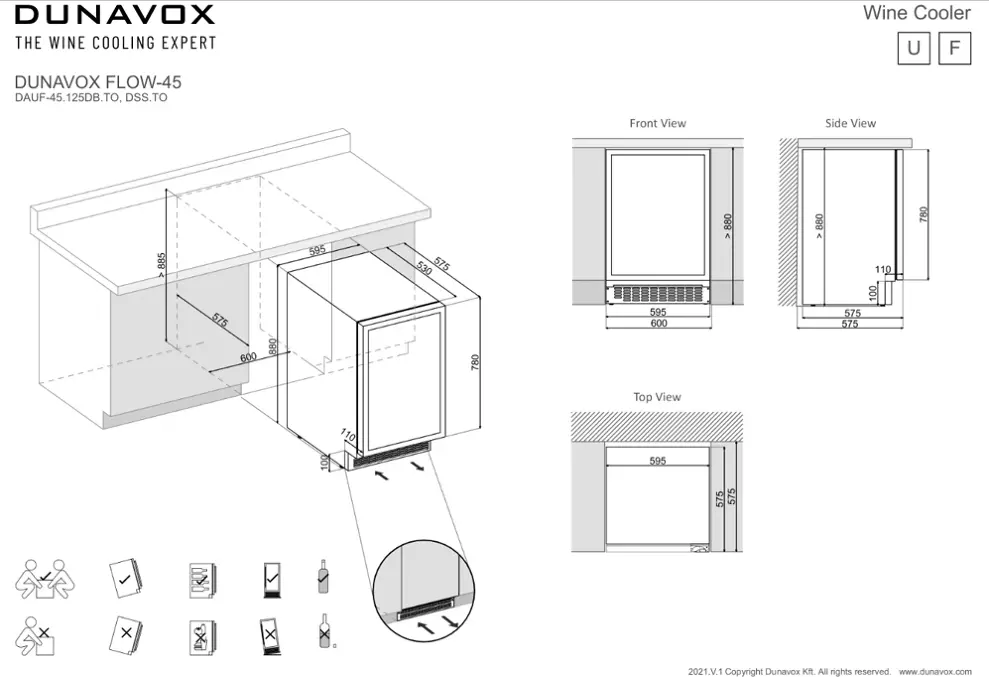 Dunavox DAUF-45.125DB.TO beépíthető borhűtő kép 3