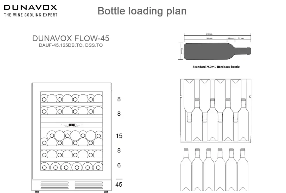 Dunavox DAUF-45.125DOP.TO beépíthető borhűtő kép 3