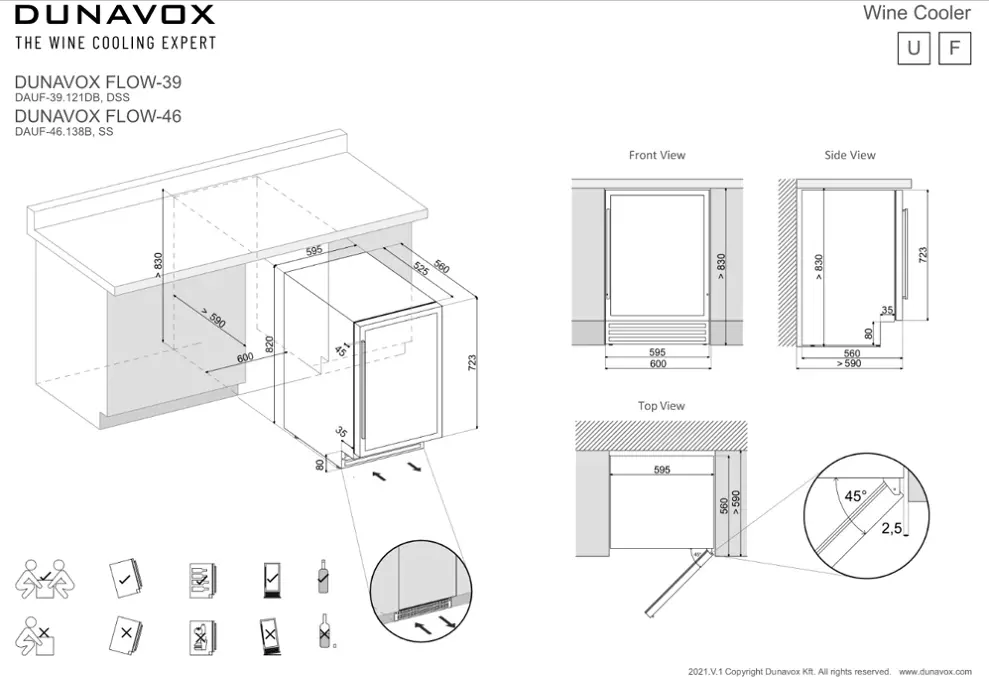 Dunavox DAUF-46.138SS beépíthető borhűtő kép 3