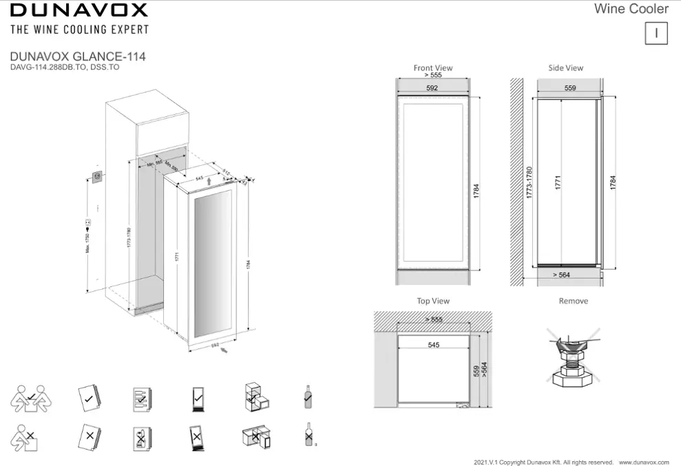Dunavox DAVG-114.288DB.TO beépíthető borhűtő kép 4