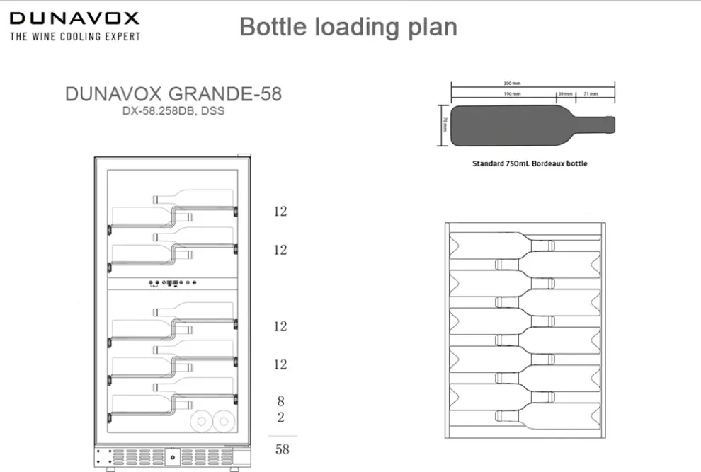 Dunavox DX-58.258DSS GRANDE beépíthető borhűtő kép 3