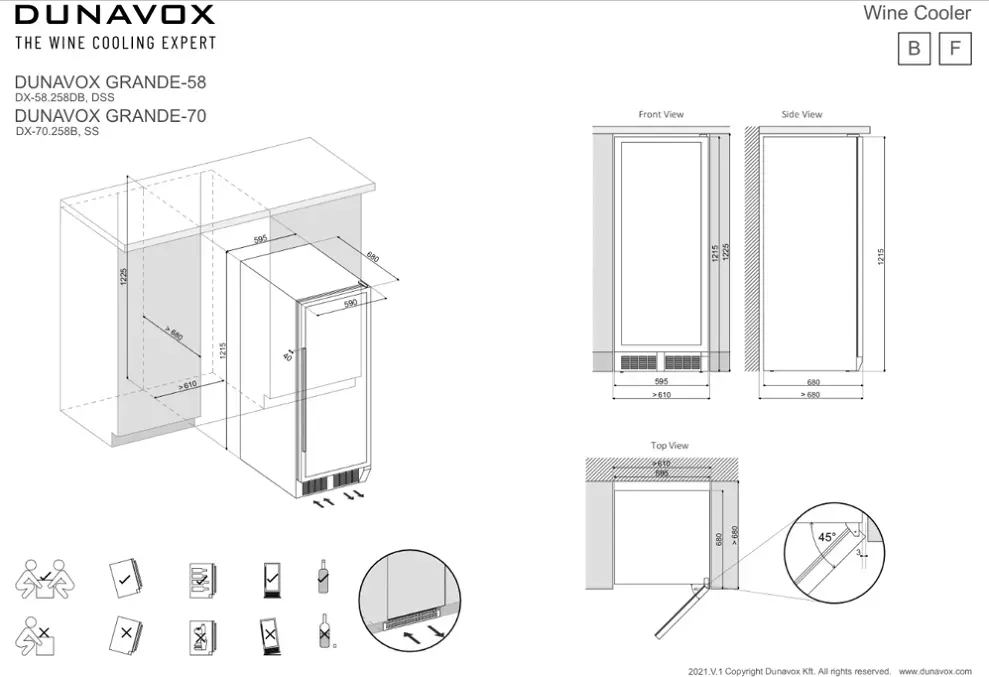 Dunavox DX-58.258DSS GRANDE beépíthető borhűtő kép 4