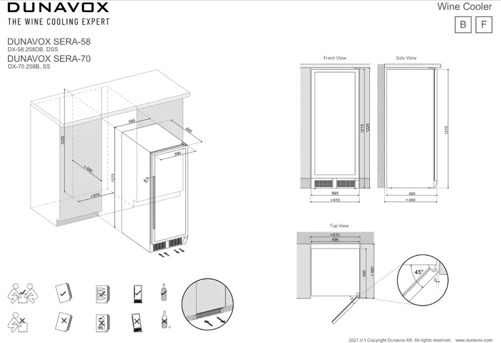 Dunavox DX-58.258DSS SERA beépíthető borhűtő kép 3
