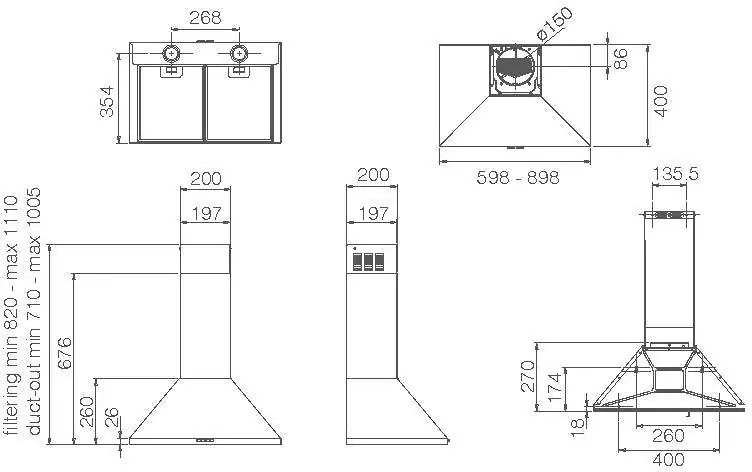 Elica TAMAYA RAIL ANBR/A/60 kürtős páraelszívó kép 2