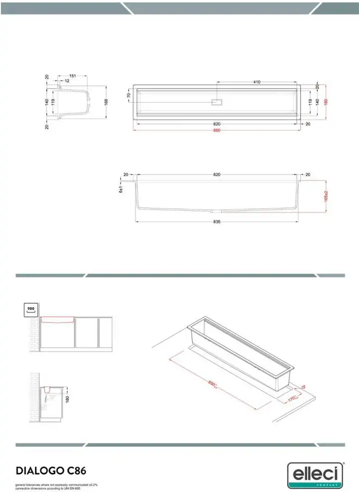 Elleci Dialogo 360 C86 K83 Clay bronz tartozékokkal Keratek Plus mosogatótálcák kép 2