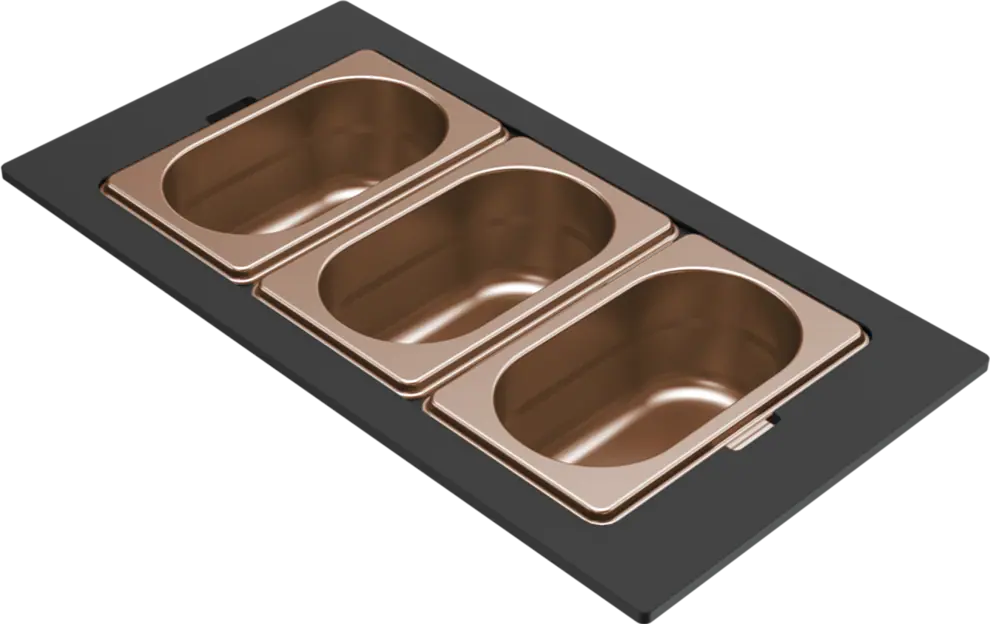Elleci GOURMET 410 háromrészes bronz tároló edény HPL kerettel Gyümölcsmosó kosarak Fő kép