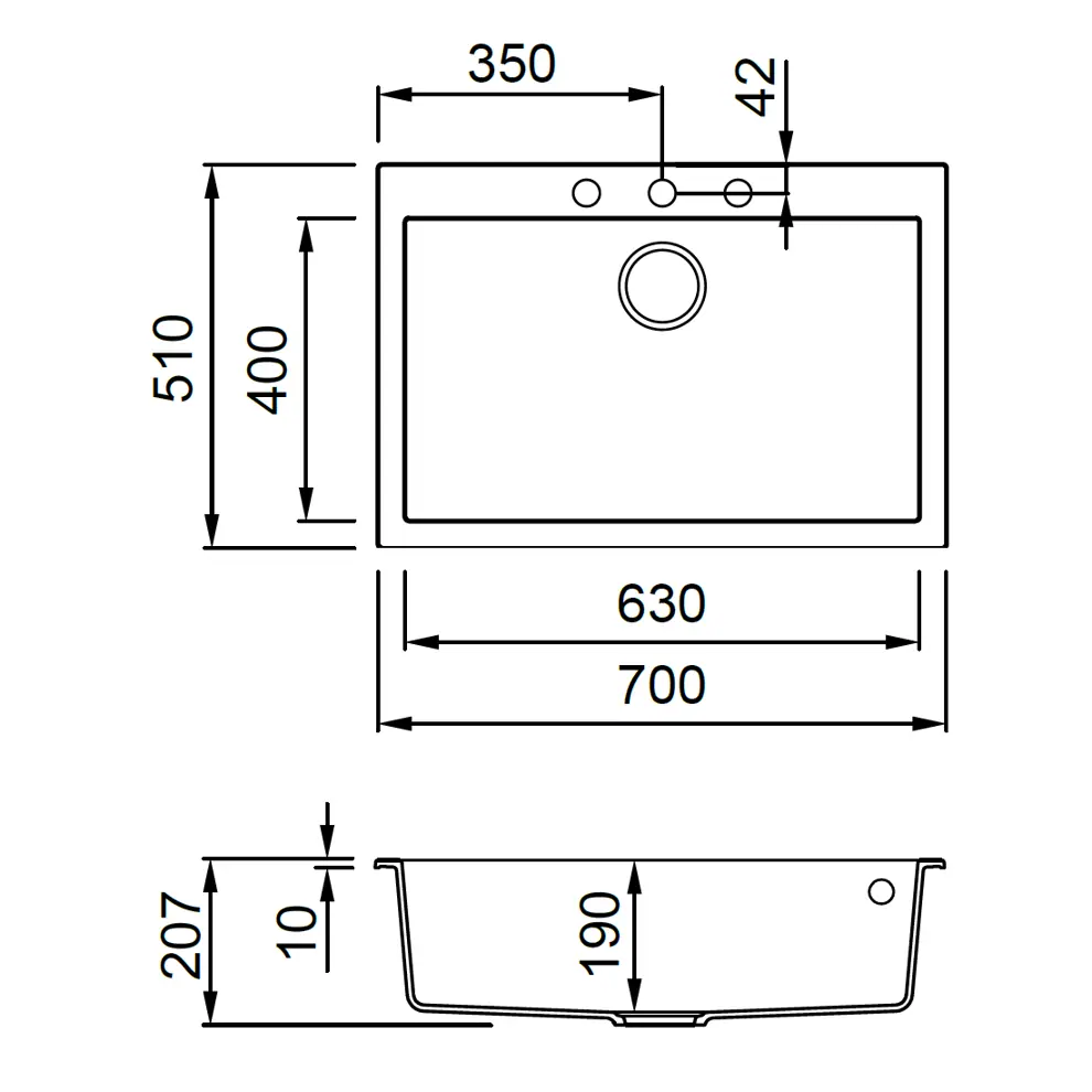 Elleci Quadra 120 - ÚJ! G48 cemento (LGQ12048) Gránit mosogatótálcák kép 2