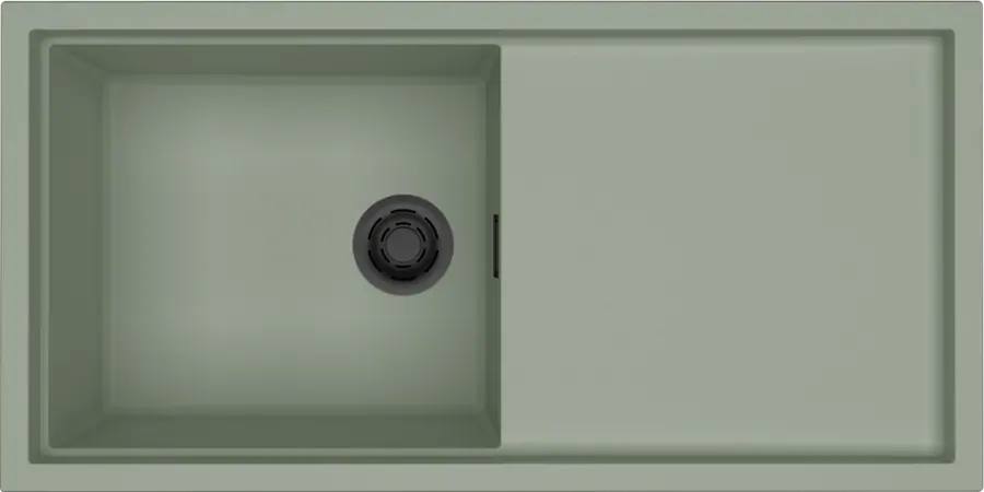 Elleci Sintesi 480 K82 Sage Green fekete tartozékokkal Keratek mosogatótálcák Fő kép