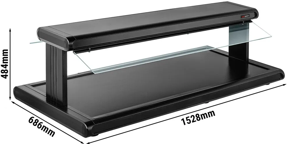 Ggm gastro AWTC1564 Melegentartó lap - vendéglátóipari - 1.528 mm - 1,26 kW - leheletvédő üveggel kép 2