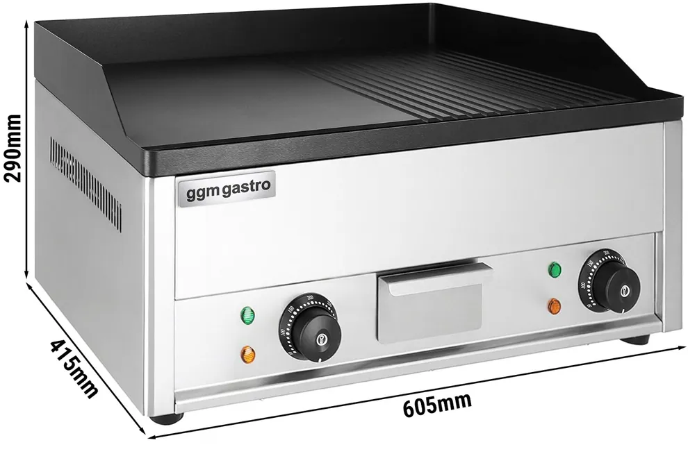 Ggm gastro BPJ642GG Elektromos rostlap - 4,4 kW - Sima és bordázott - Sütőfelület: 600x335 mm - asztali - Professzionális kép 2