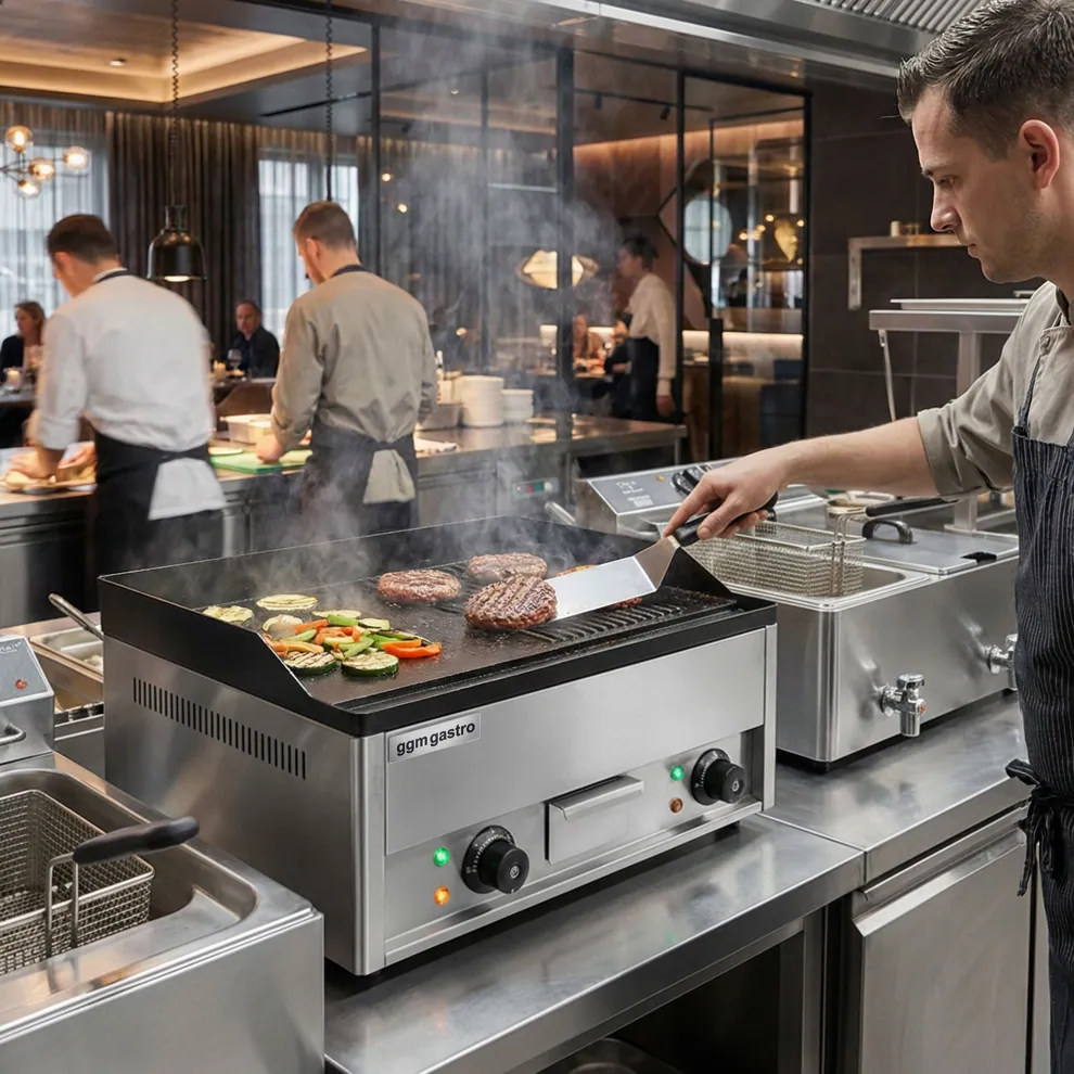 Ggm gastro BPJ642GG Elektromos rostlap - 4,4 kW - Sima és bordázott - Sütőfelület: 600x335 mm - asztali - Professzionális kép 13