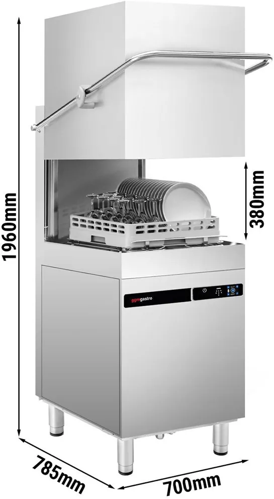 Ggm gastro DSOZ445N Kalapos mosogatógép - érintőkijelzős vezérlés - 9,66 kW - mosogatószer- és öblítőszer-adagolóval, ürítőszivattyúval kép 2