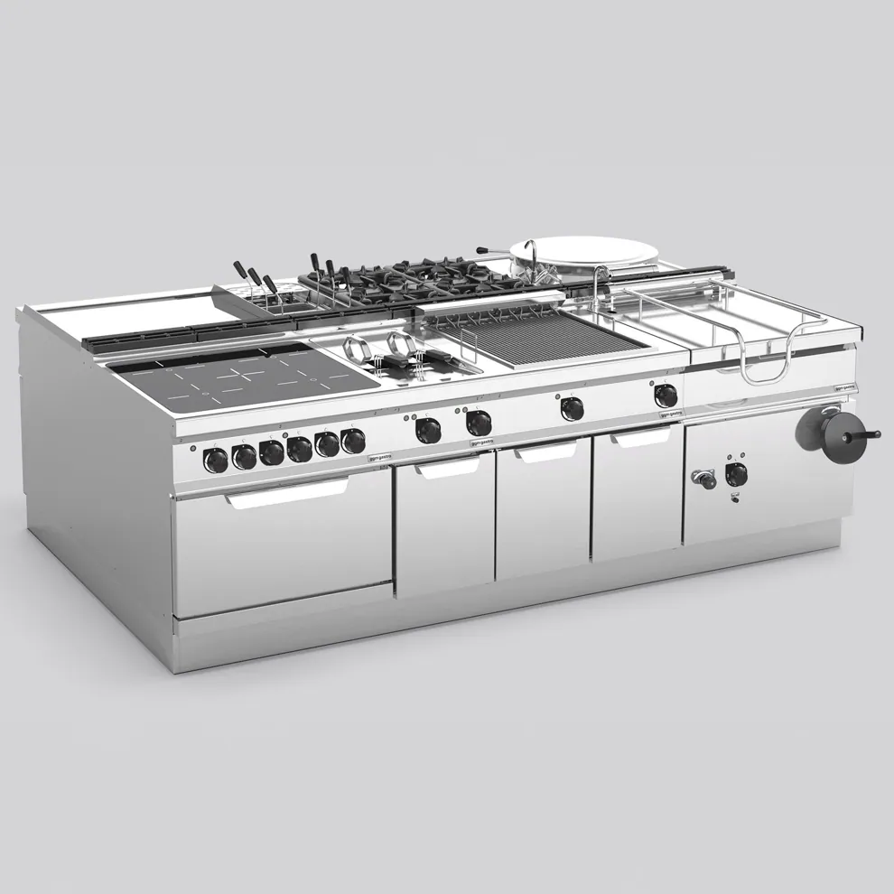 Ggm gastro GHB199H Ipari gáztűzhely - 900-as - összteljesítmény: 53,5 kW - 6 égős - nyitott tárolórésszel - főzősorba illeszthető kép 10