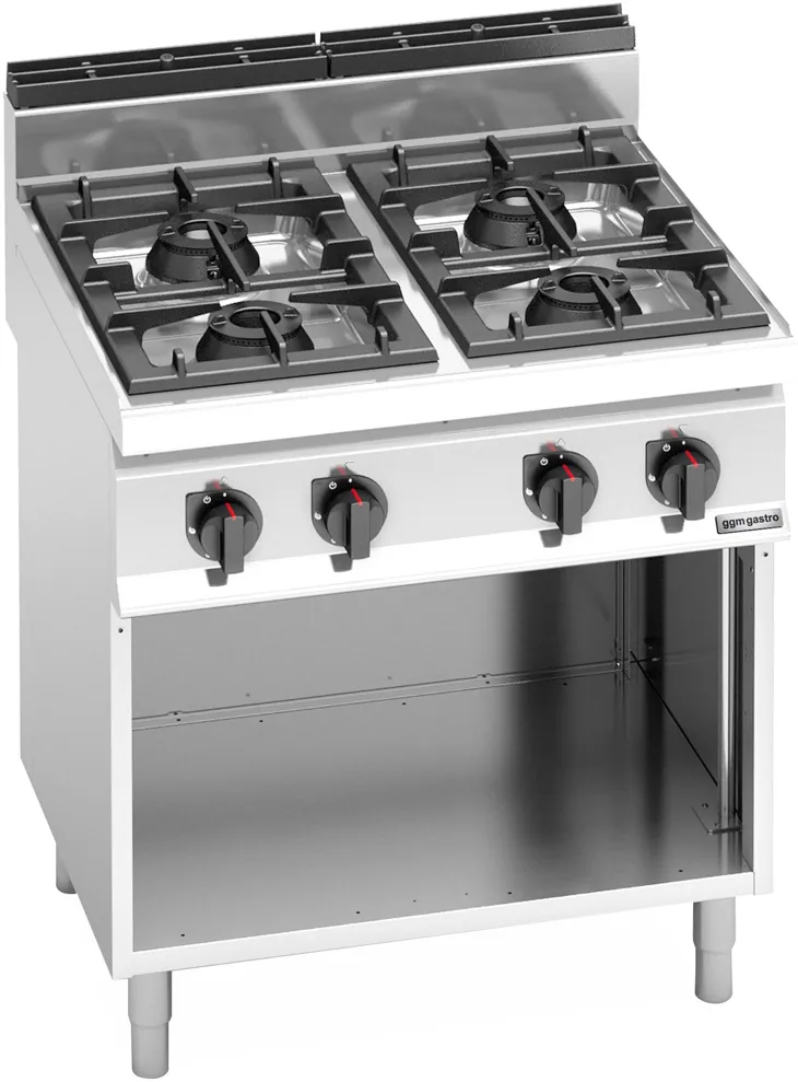 Ggm gastro GHB871P Ipari gáztűzhely - 700-as - főzősorba illeszthető - összteljesítmény: 28,0 kW - 4 égős - nyitott tárolórésszel kép 3