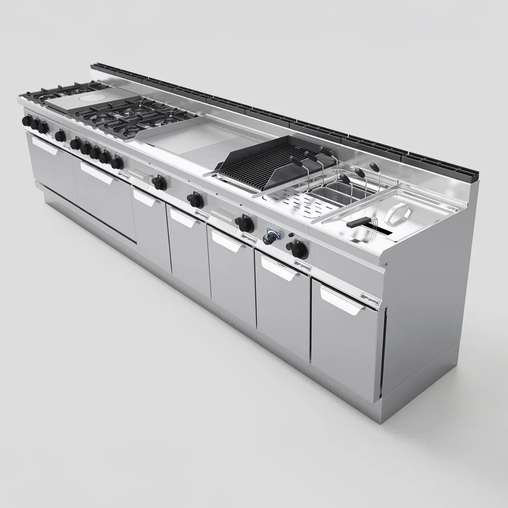 Ggm gastro GHB871P Ipari gáztűzhely - 700-as - főzősorba illeszthető - összteljesítmény: 28,0 kW - 4 égős - nyitott tárolórésszel kép 10