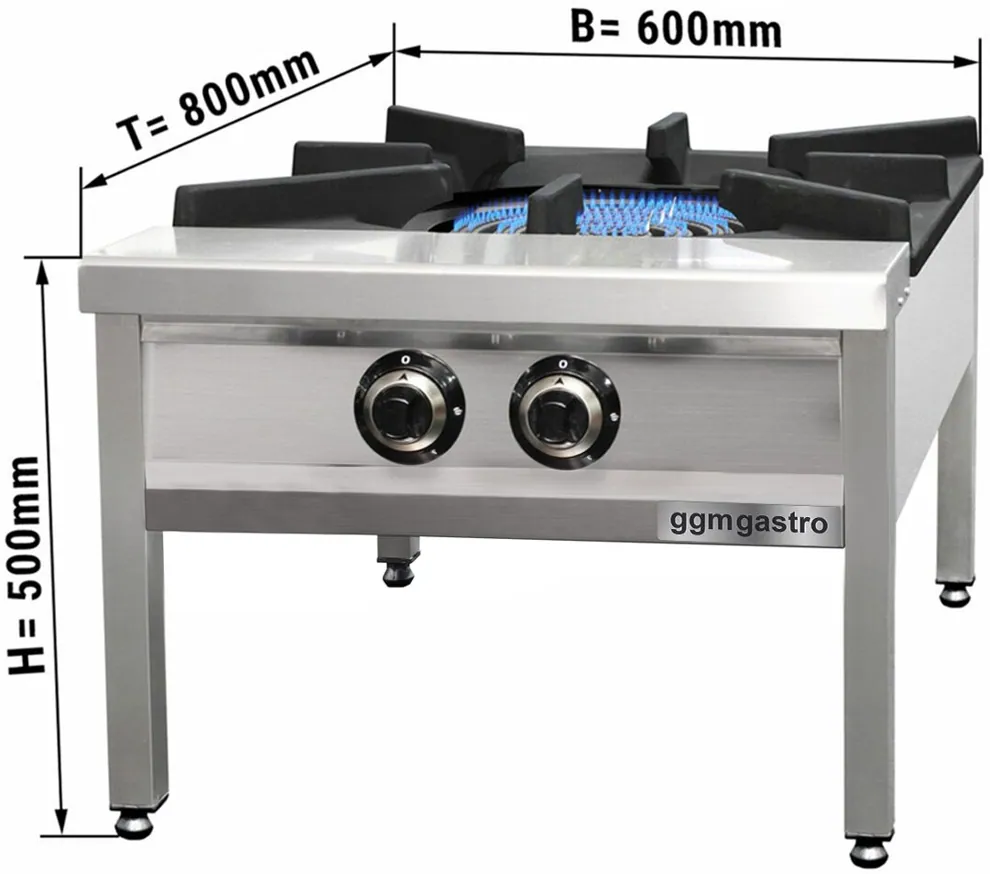 Ggm gastro GKE685 Ipari gázzsámoly - összteljesítmény: 27,0 kW - 2 égős - 600x800x500 mm kép 2