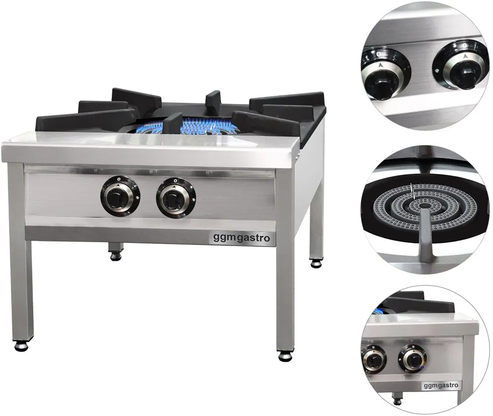Ggm gastro GKE685 Ipari gázzsámoly - összteljesítmény: 27,0 kW - 2 égős - 600x800x500 mm kép 3
