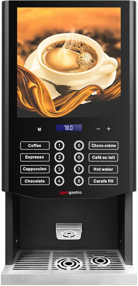 Ggm gastro HAS8S Instant forró ital automata – 3 instant tartállyal – 2,5 kW – Digitális vezérlés – Fekete kép 3