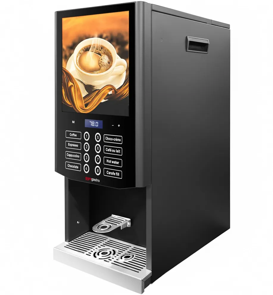 Ggm gastro HAS8S Instant forró ital automata – 3 instant tartállyal – 2,5 kW – Digitális vezérlés – Fekete kép 4