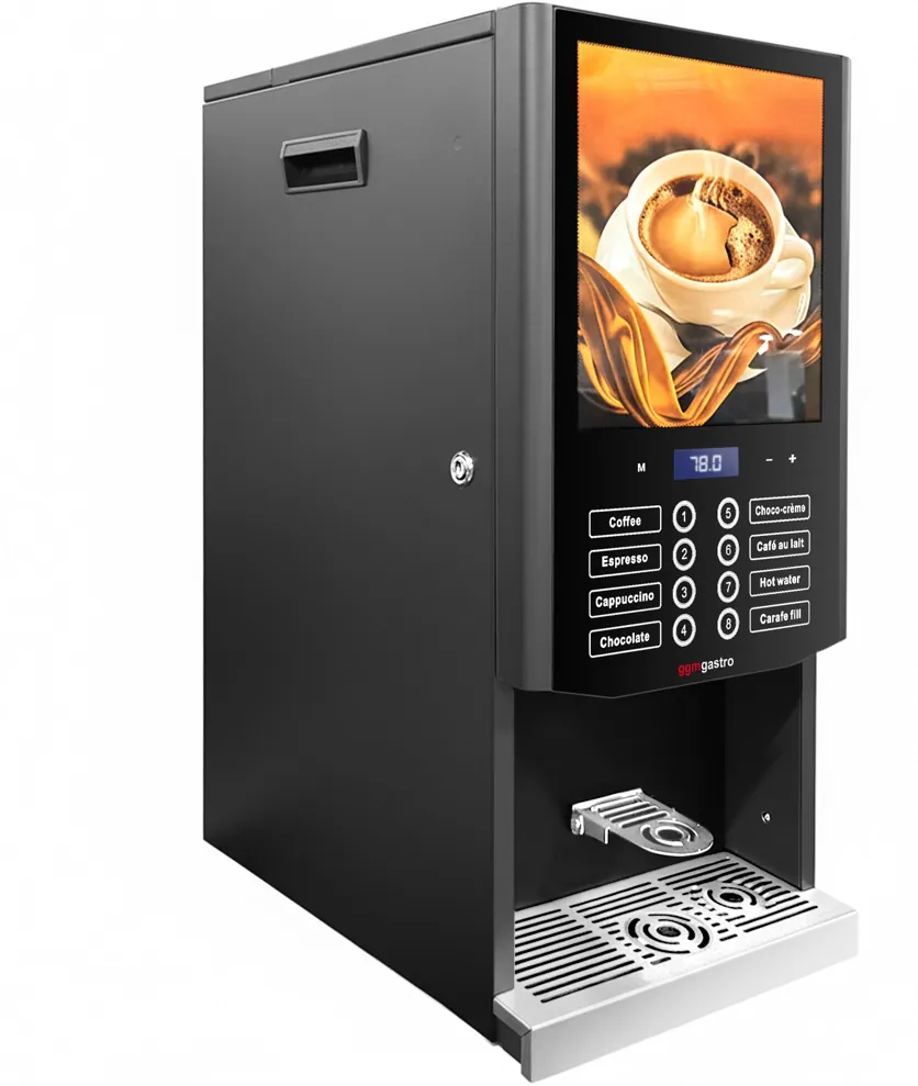 Ggm gastro HAS8S Instant forró ital automata – 3 instant tartállyal – 2,5 kW – Digitális vezérlés – Fekete Fő kép