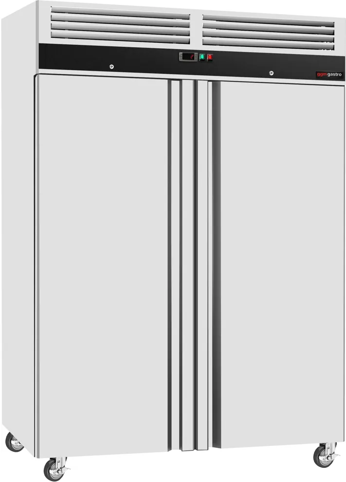 Ggm gastro KS1200ND Hűtőszekrény Rozsdamentes acél ECO - 1180 l - akár −2…+8 °C - mit 2 ajtó - Umlufthűtés, automatikus leolvasztás, zárható ajtó, R290, 4 kerék kép 3