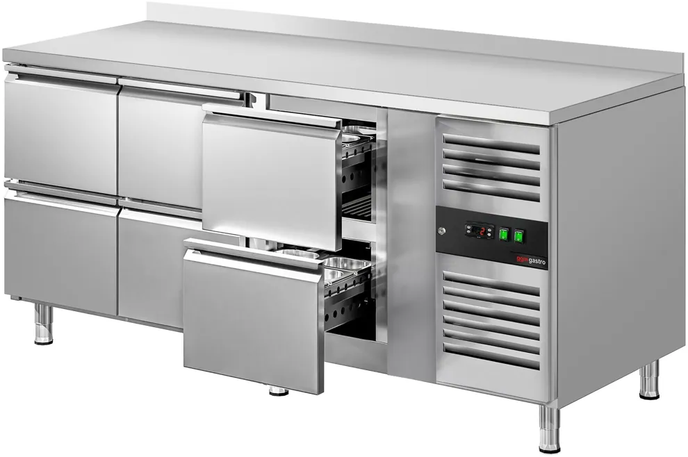 Ggm gastro KTJ187AND6 Hűtött munkaasztal ECO - 1795x700 mm - GN 1/1 - 417 liter - ventilációs - 6 fiókkal - felhajtással kép 6