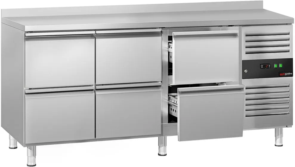Ggm gastro KTJ187AND6 Hűtött munkaasztal ECO - 1795x700 mm - GN 1/1 - 417 liter - ventilációs - 6 fiókkal - felhajtással Fő kép