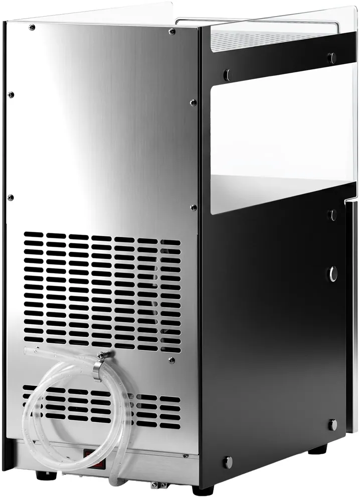 Ggm gastro MKD15NR Tejhűtő – kávégépekhez - 300 mm - 15 liter - digitális vezérlés - 1 üvegajtó & LED‑világítás - tejcső‑átvezető nyílással - fekete kép 6