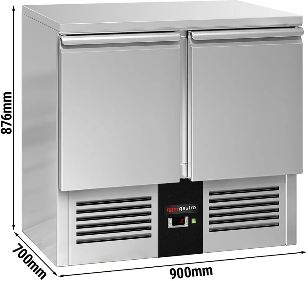 Ggm gastro SAG97END Hűtött munkaasztal PREMIUM - 903x700 mm - GN 1/1 - 240 liter - statikus - 2 ajtóval kép 2