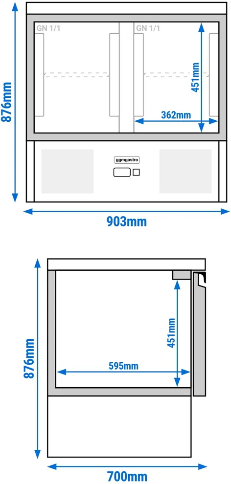 Ggm gastro SAG97END Hűtött munkaasztal PREMIUM - 903x700 mm - GN 1/1 - 240 liter - statikus - 2 ajtóval kép 13