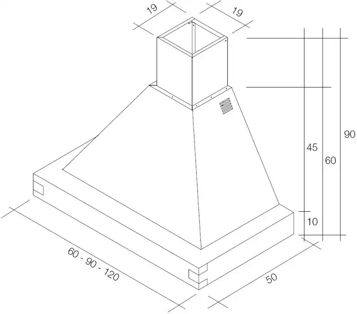 Kdesign ISIDE 90 T600 kürtős páraelszívó kép 2