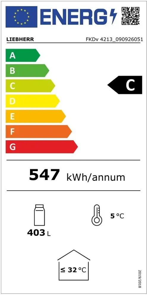 Liebherr FKDV 4213_109267 FKDv 4213 Comfort fekete Hűtőkészülék az árusítási bemutatóhoz, keringőlevegő hűtéssel kép 2