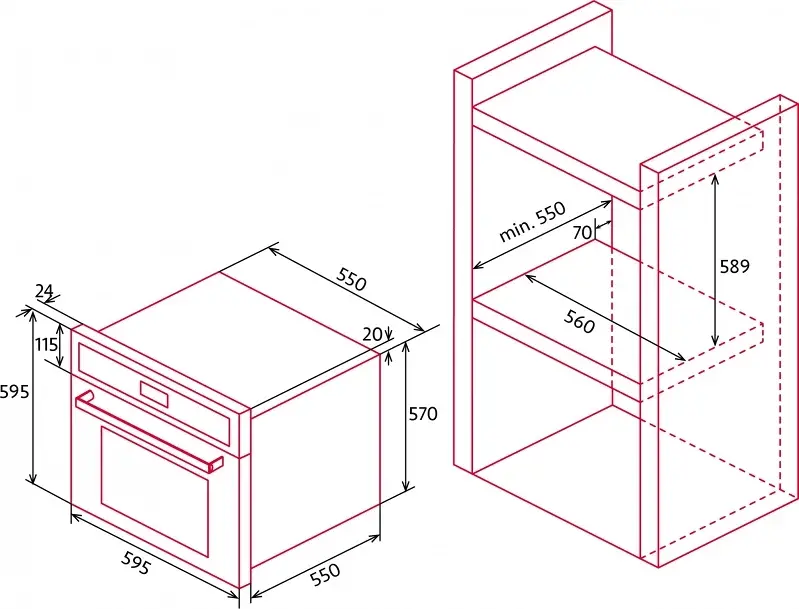 Nodor NorChef MO-6800 SW beépíthető önálló sütő kép 2