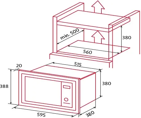 Nodor NorChef MW-25 DG DB beépíthető mikrohullámú sütő kép 2